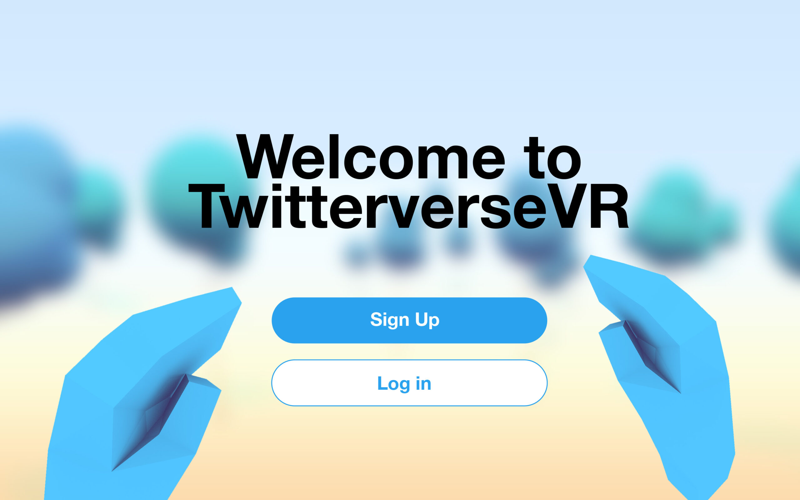 TwitterverseVR Home screen.